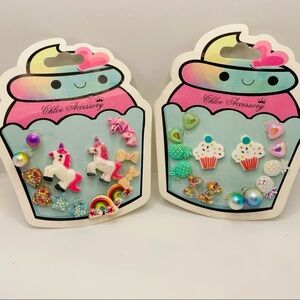 Earrings Kids Unicorn Cup cakes Pineapples Heart and more! 14 Pairs Pie…